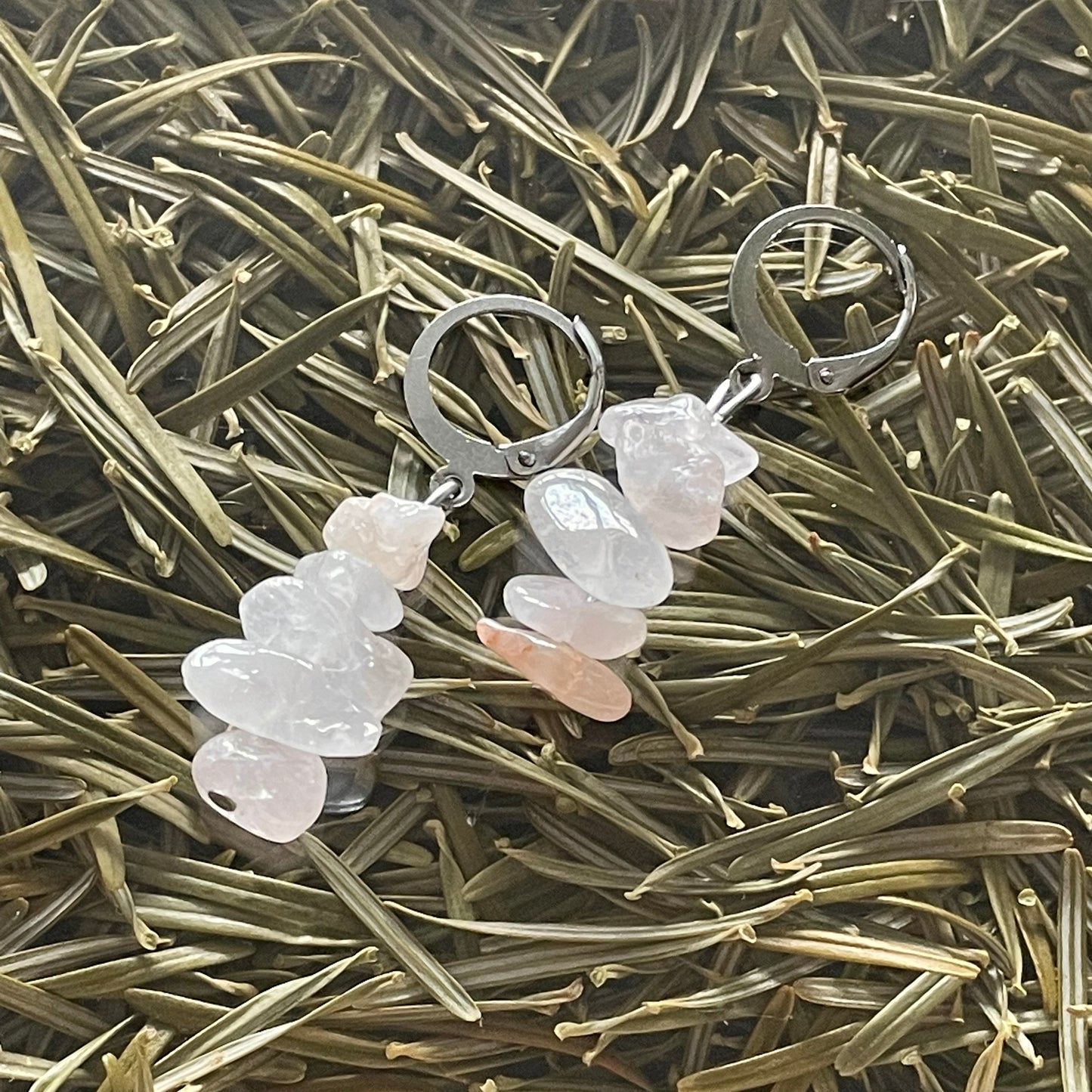 BOUCLE D'OREILLES QUARTZ ROSE